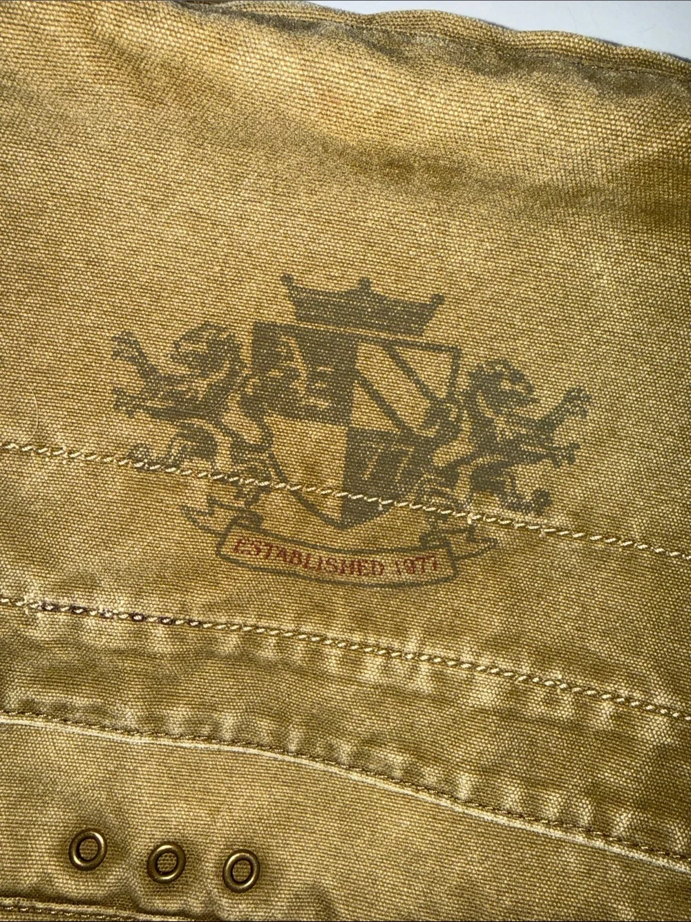 Sold! 🛑 American Eagle Tan Canvas Messenger Bag with Blue & Burgundy Strap